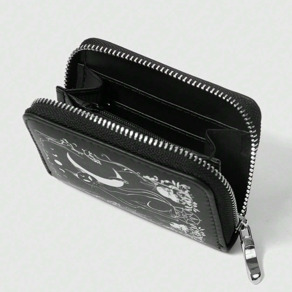 Portafogli portamonete zip - black cat and moon