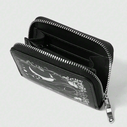 Portafogli portamonete zip - black cat and moon