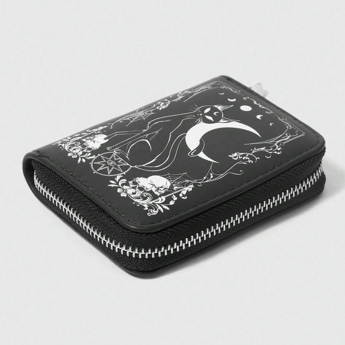 Portafogli portamonete zip - black cat and moon
