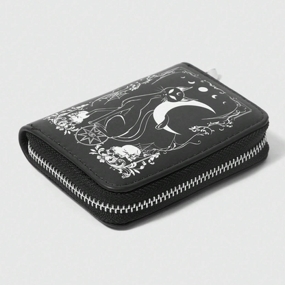 Portafogli portamonete zip - black cat and moon