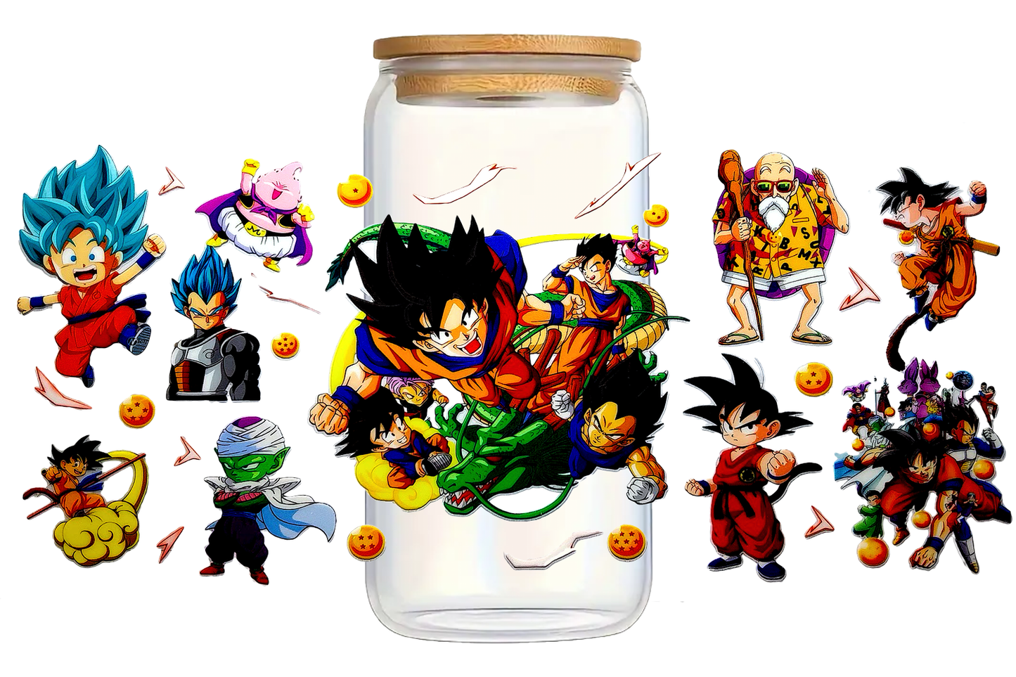 Bicchiere in vetro con tappo in legno 350 ml - DRAGONBALL