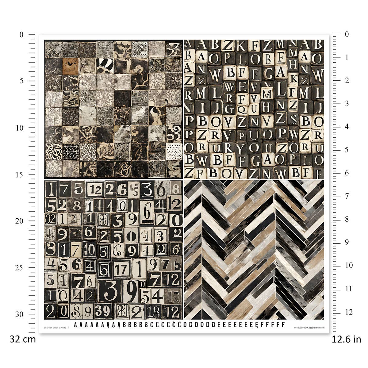 ITD: 12x12 inches paper pack BLACK AND WHITE