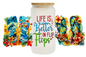 Bicchiere in vetro SATINATO con tappo in legno 500 ml - FLIP FLOPS