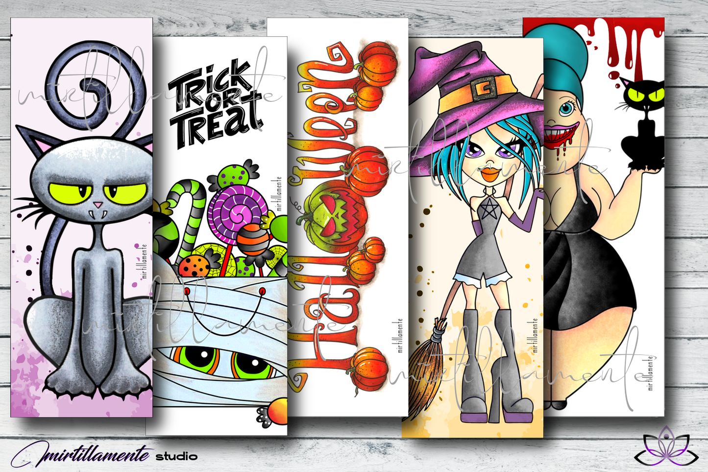 Bookmark segnalibro: HALLOWEEN MIX no.3 - 5x pcs