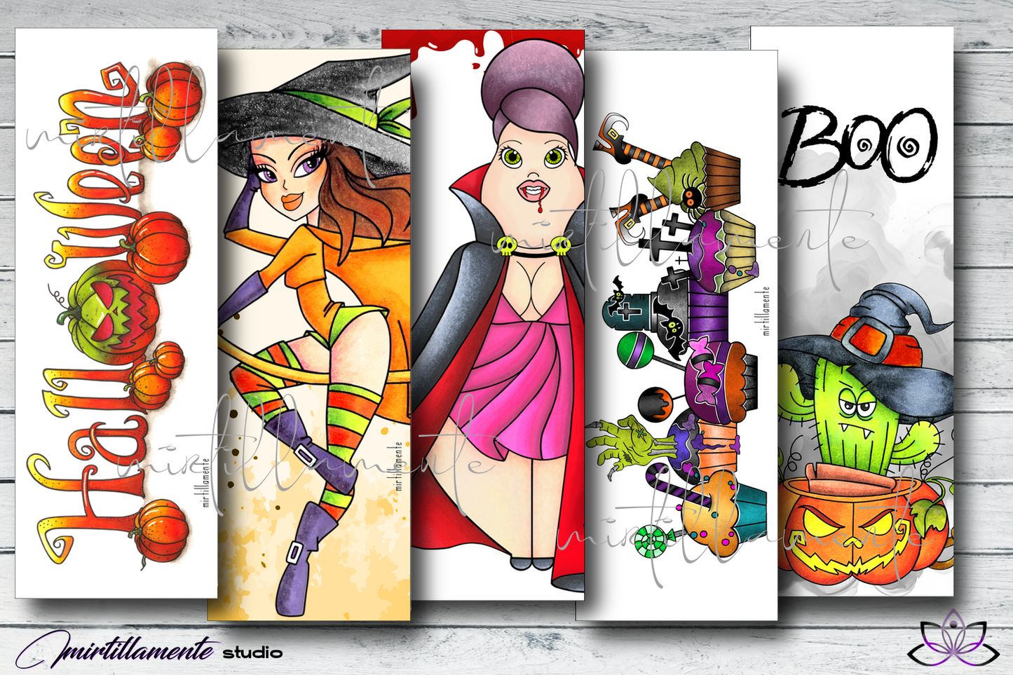 Bookmark segnalibro: HALLOWEEN MIX no.2 - 5x pcs