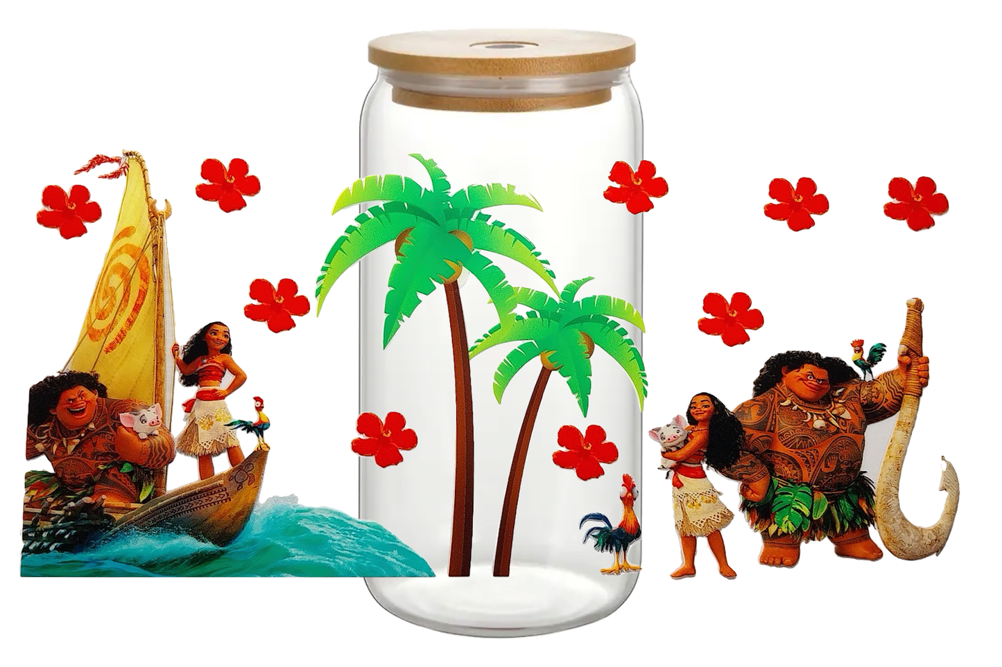 Bicchiere in vetro con tappo in legno 500 ml - MOANA & MAUI