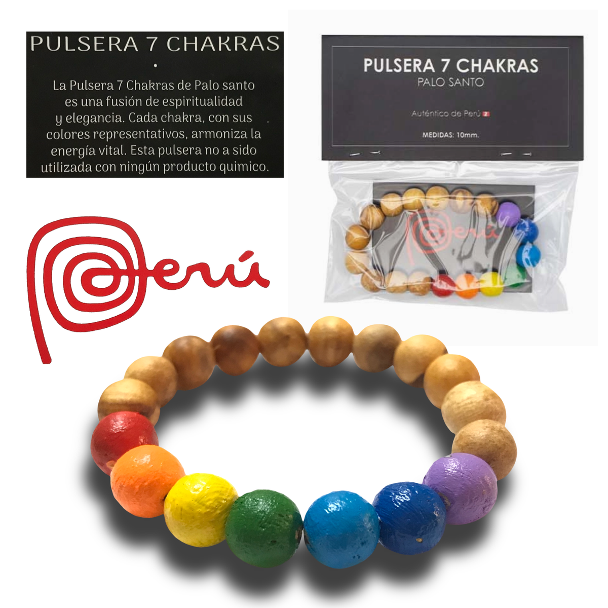Bracciale in legno Palo Santo - 7 Chakras