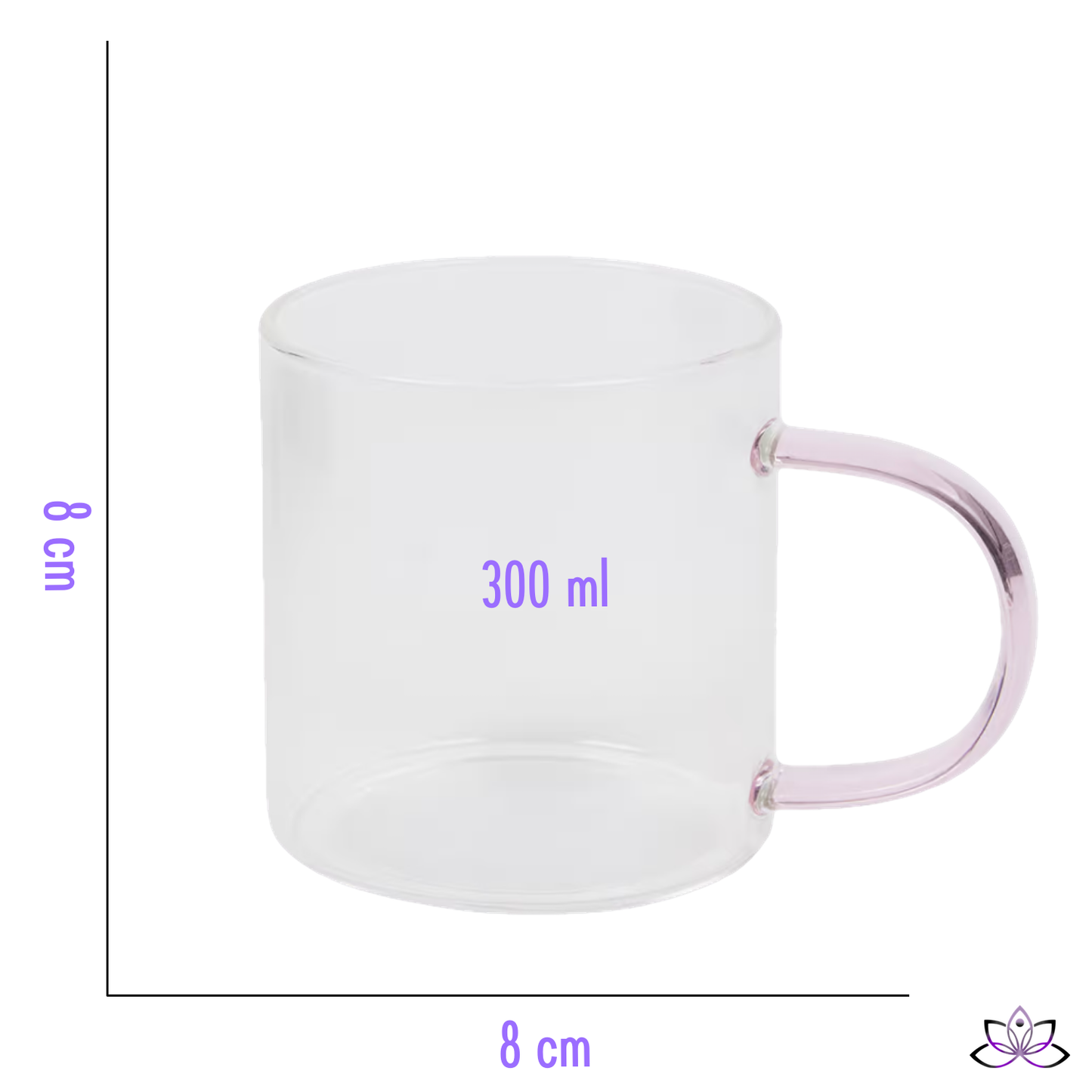 Tazza in vetro trasparente con manico colorato 300 ml - ANGRY