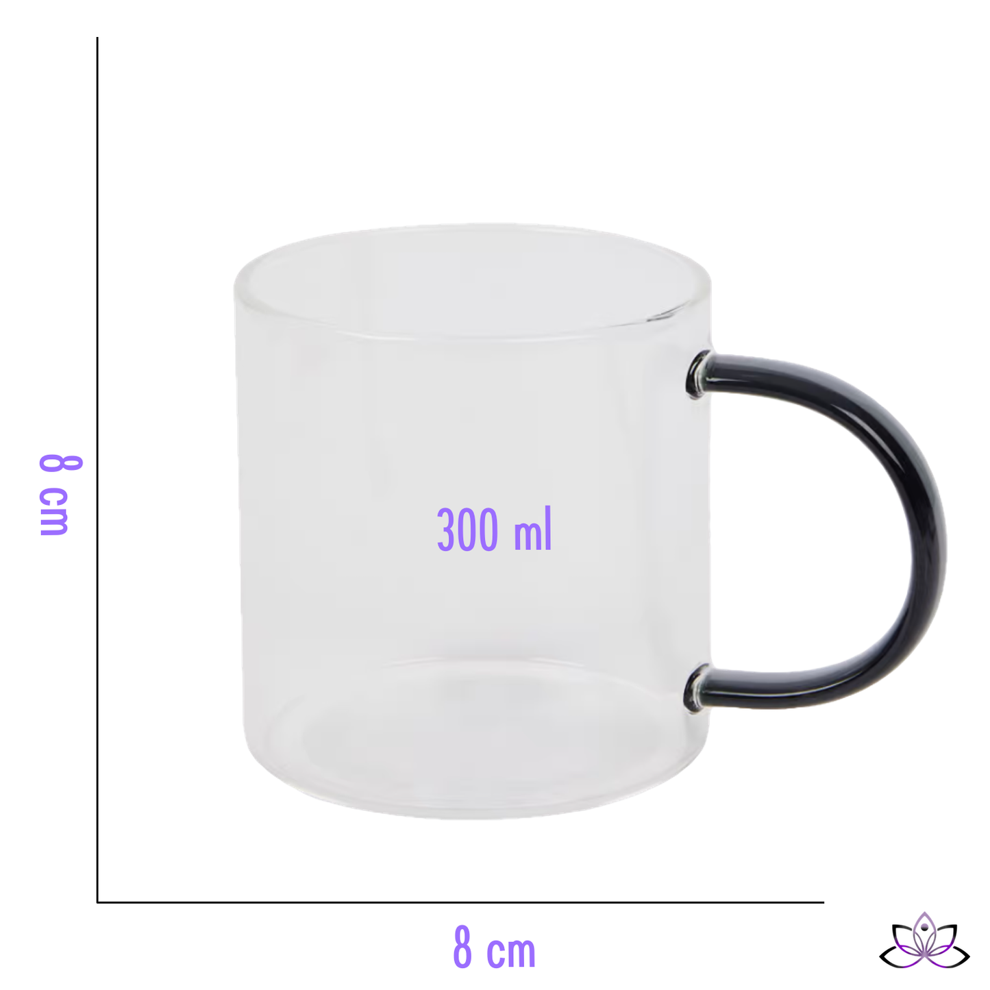 Tazza in vetro trasparente con manico colorato 300 ml - BOOKS no.2