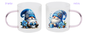 Tazza in vetro trasparente con manico colorato 300 ml - GNOMES BLUE -