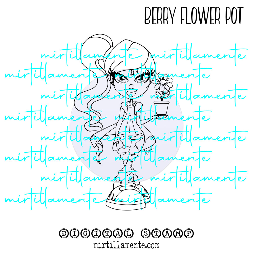 Le Pine: BERRY FLOW POT - digital stamp