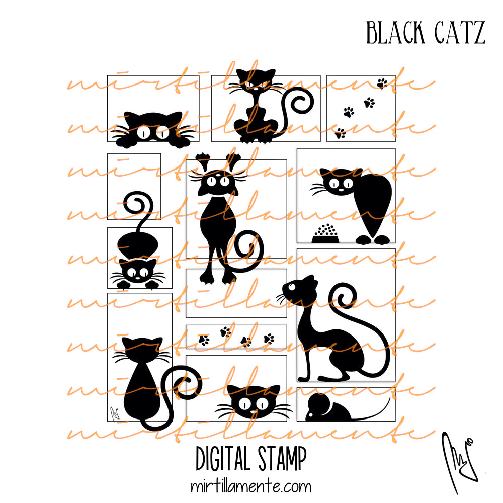 Crazy Paws: BLACK CATZ - digital stamp