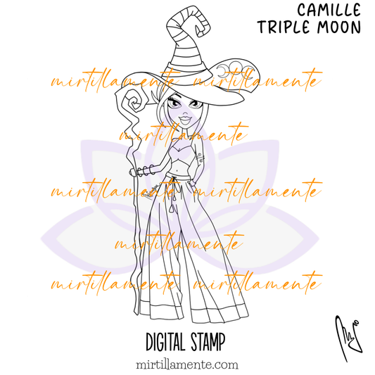 Le Pine: CAMILLE TRIPLE MOON - digital stamp