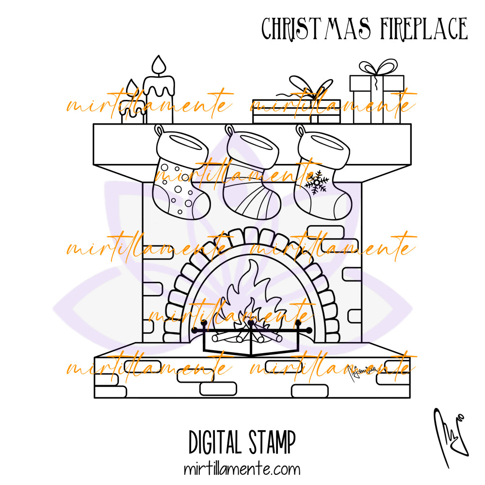 Svario: CHRISTMAS FIREPLACE - digital stamp