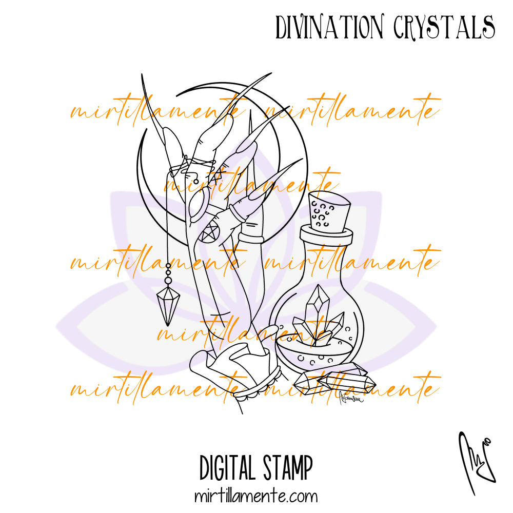 Witchcraft: DIVINATION CRYSTALS - digital stamp