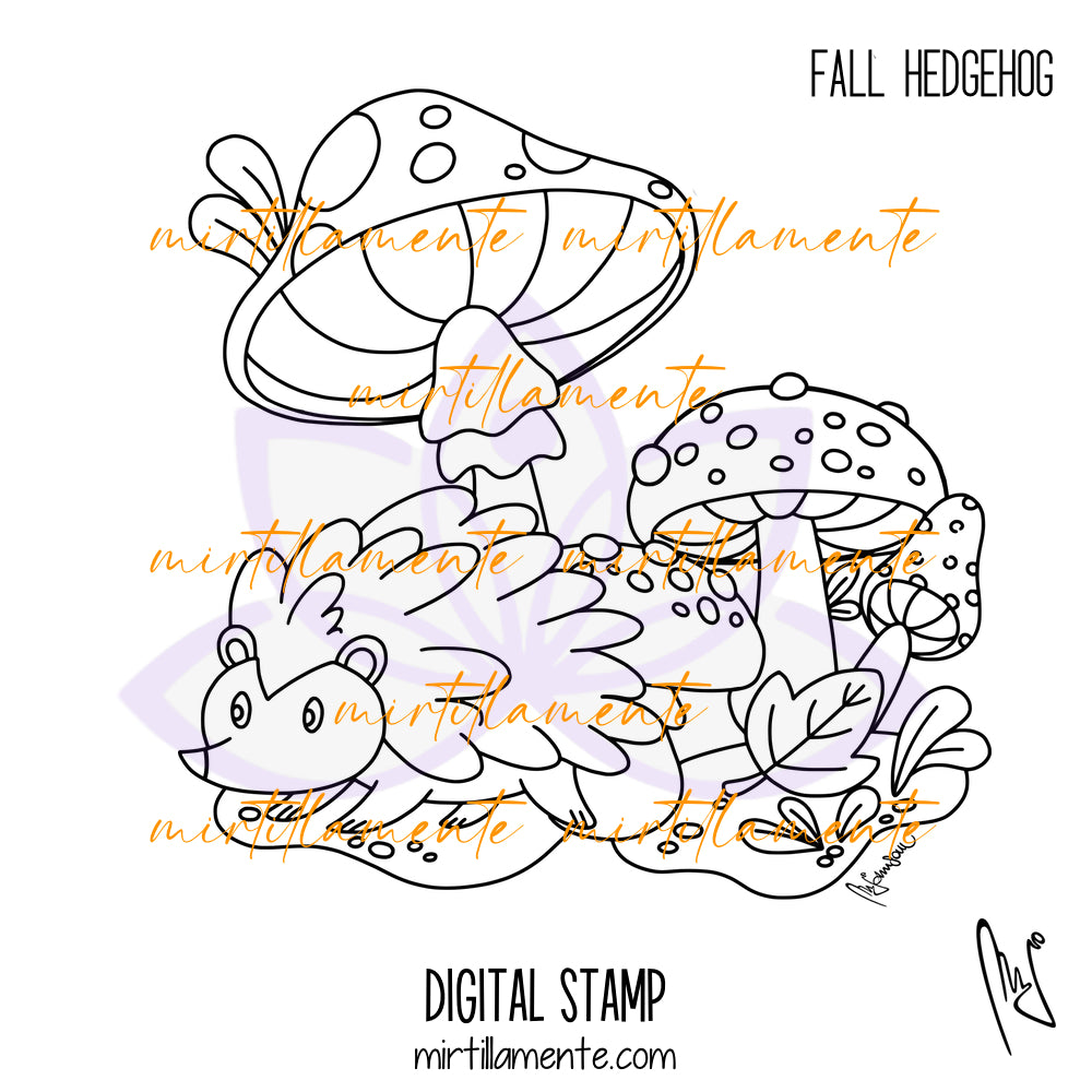 Nature: FALL HEDGEHOG - digital stamp