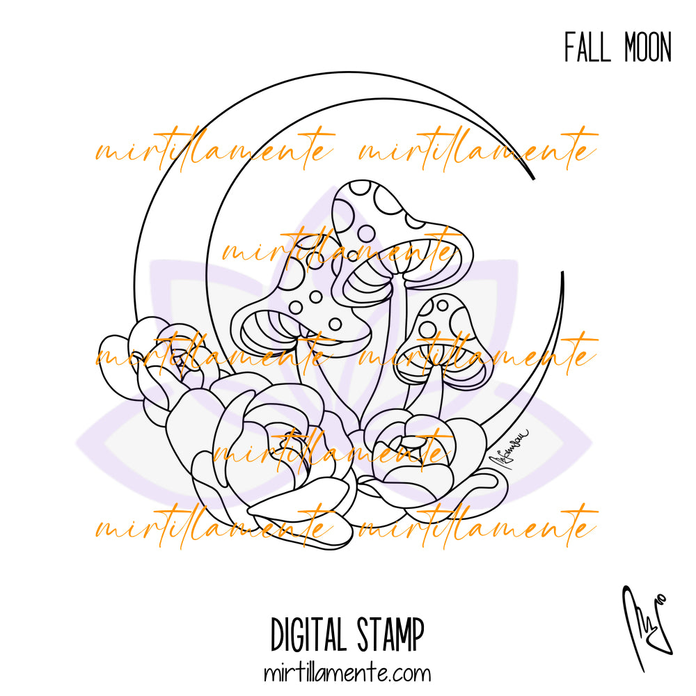 Nature: FALL MOON - digital stamp