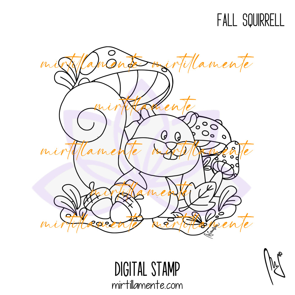 Nature: FALL SQUIRREL - digital stamp