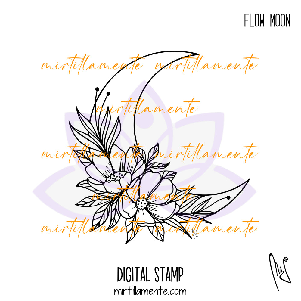 Nature: FLOW MOON - digital stamp