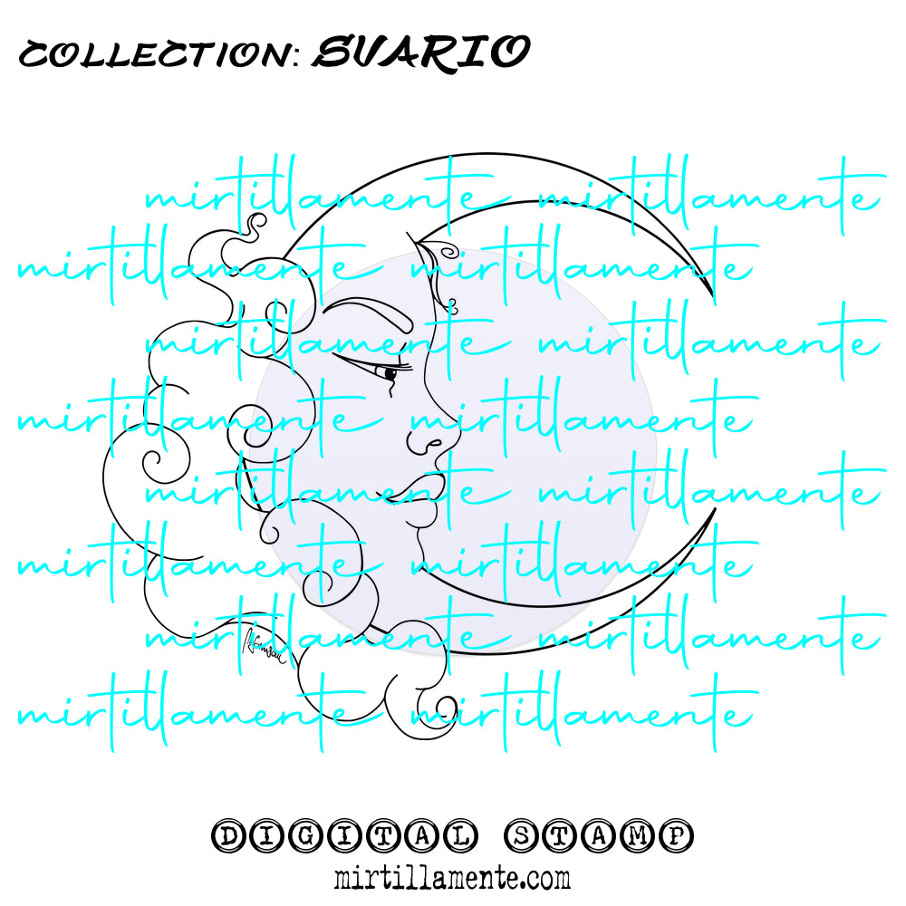 Svario: HALFMOON - digital stamp