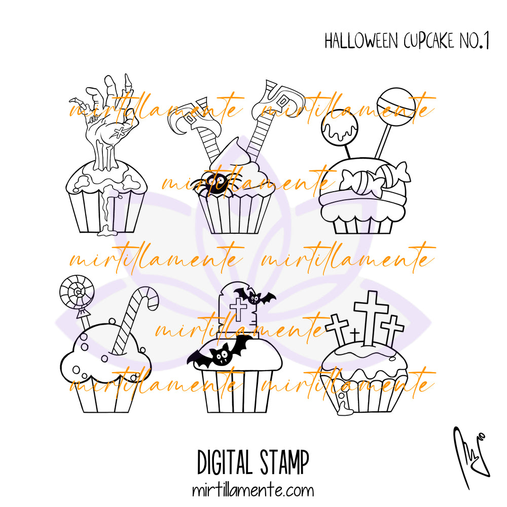 Eat & Drink: HALLOWEEN CUPCAKE no.1 - digital stamp