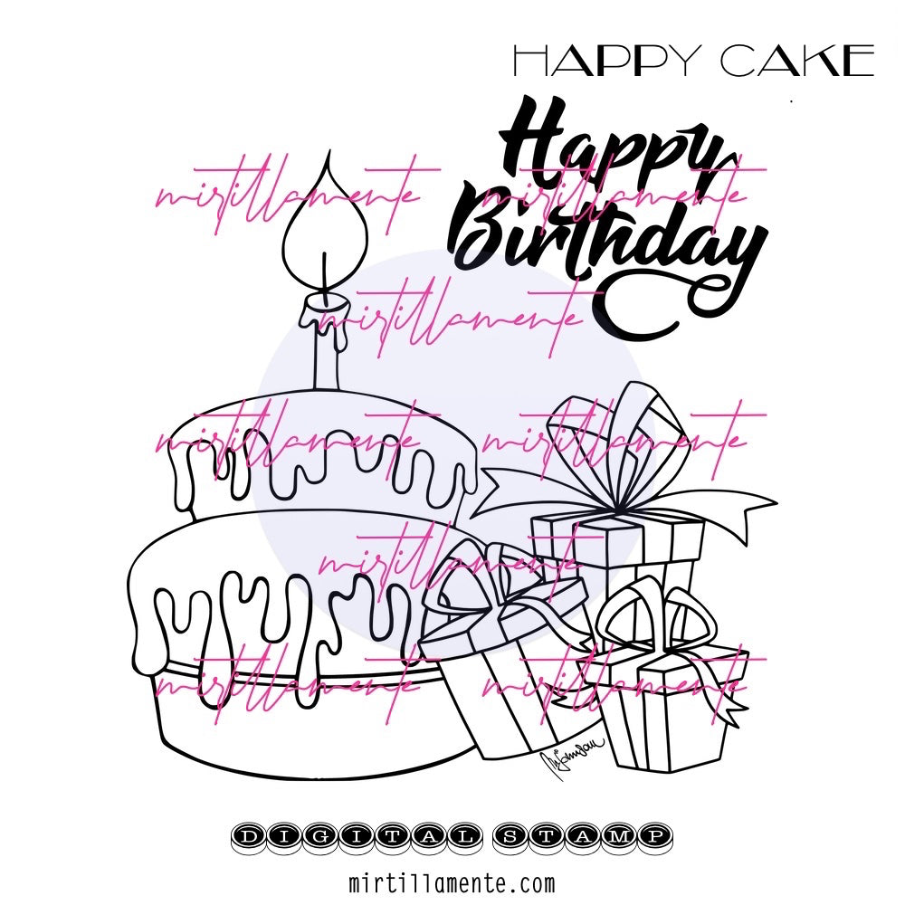 Eat & Drink: HAPPY CAKE - digital stamp