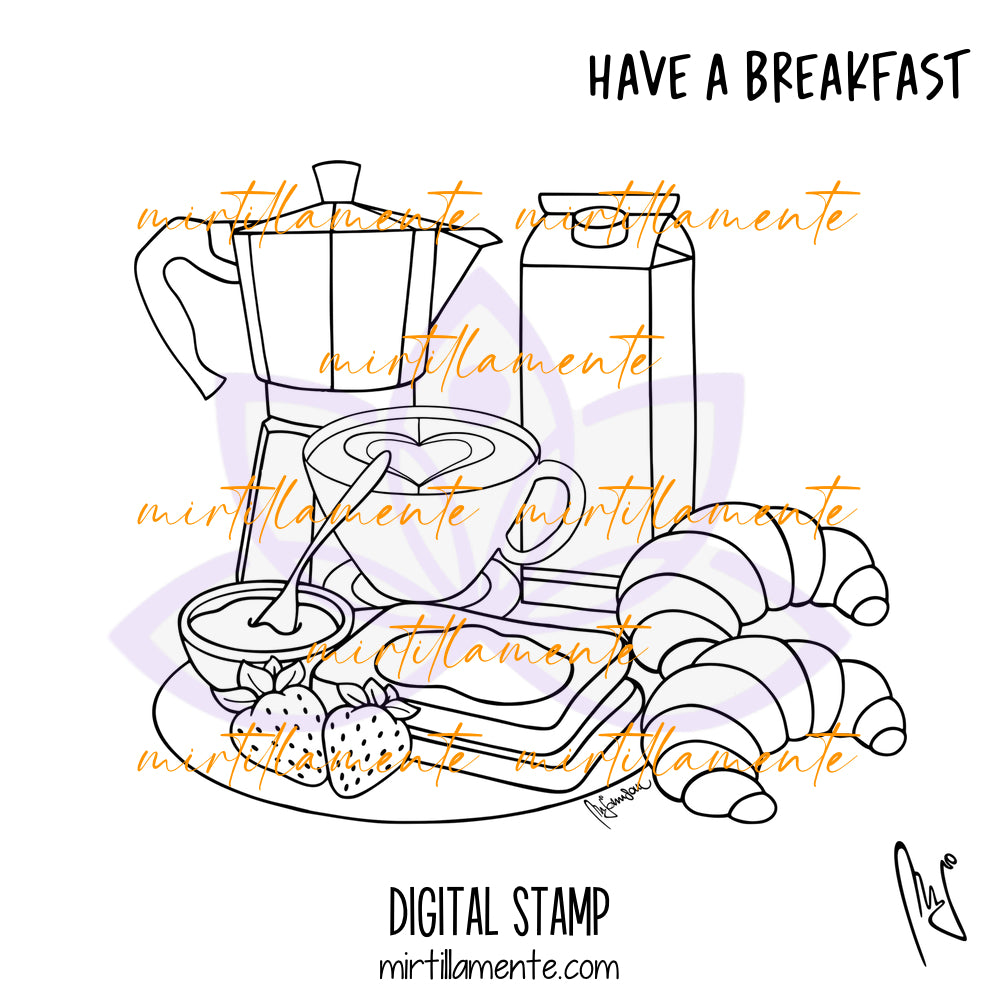 Eat & Drink: HAVE A BREAKFAST - digital stamp