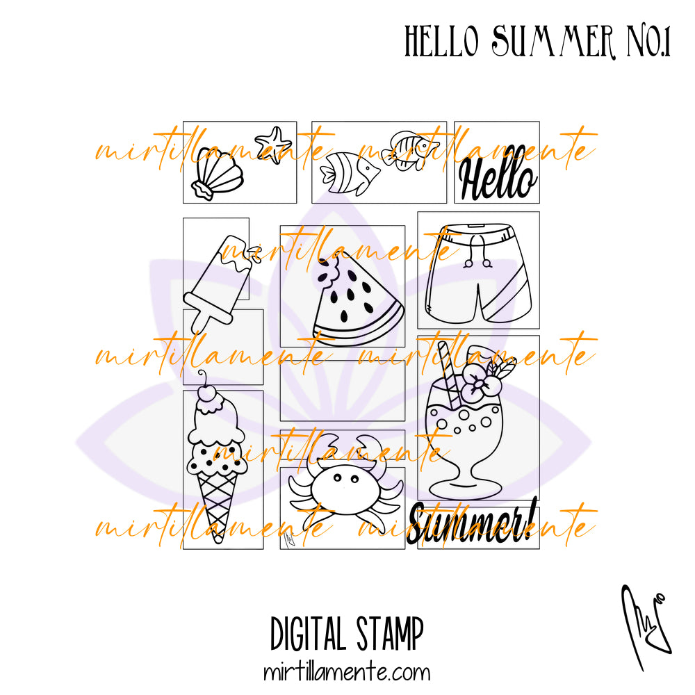 Svario: HELLO SUMMER no.1 - digital stamp