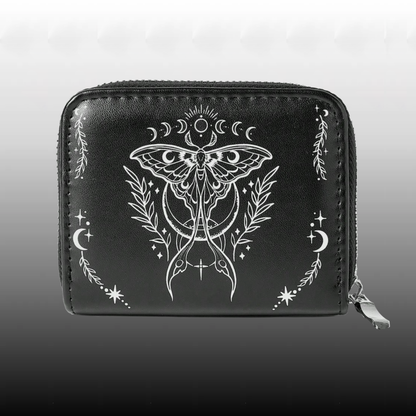 Portafogli portamonete zip - white moth moon phases