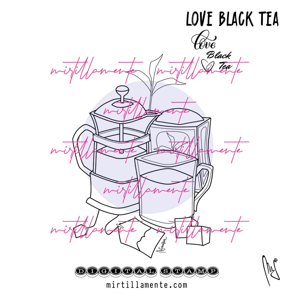 Eat & Drink: LOVE BLACK TEA - digital stamp