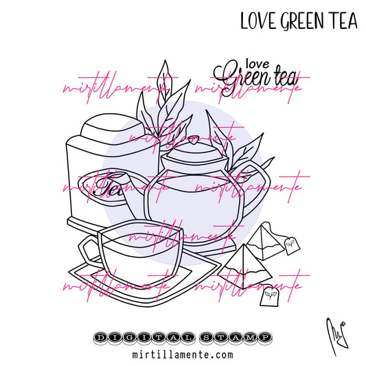 Eat & Drink: LOVE GREEN TEA - digital stamp