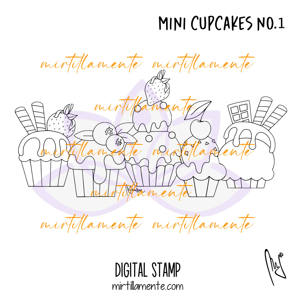 Eat & Drink: MINI CUPCAKES no.1 - digital stamp