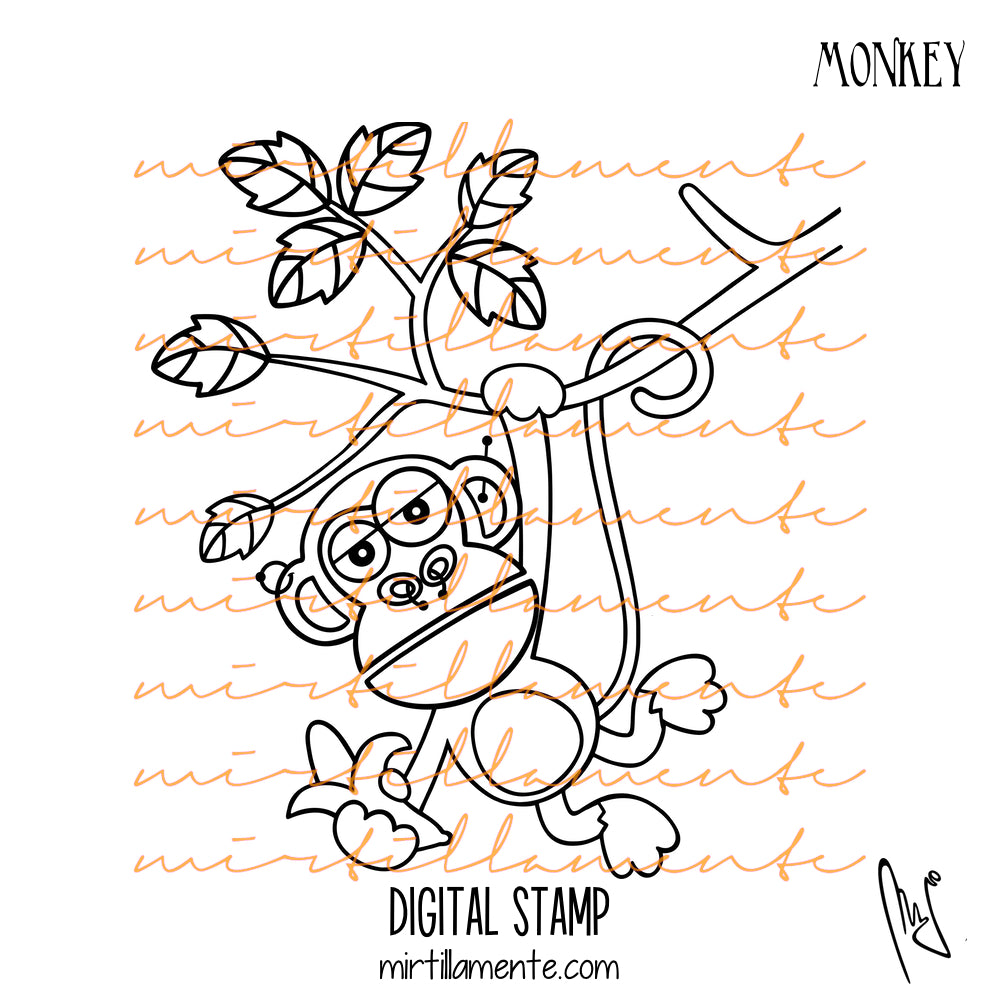 Crazy Paws: MONKEY - digital stamp