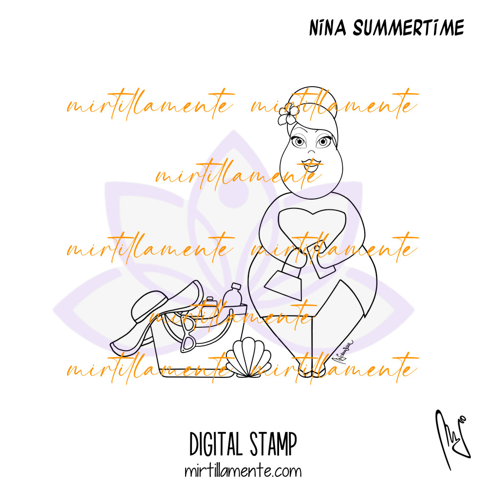 Le Gine: NINA SUMMERTIME - digital stamp