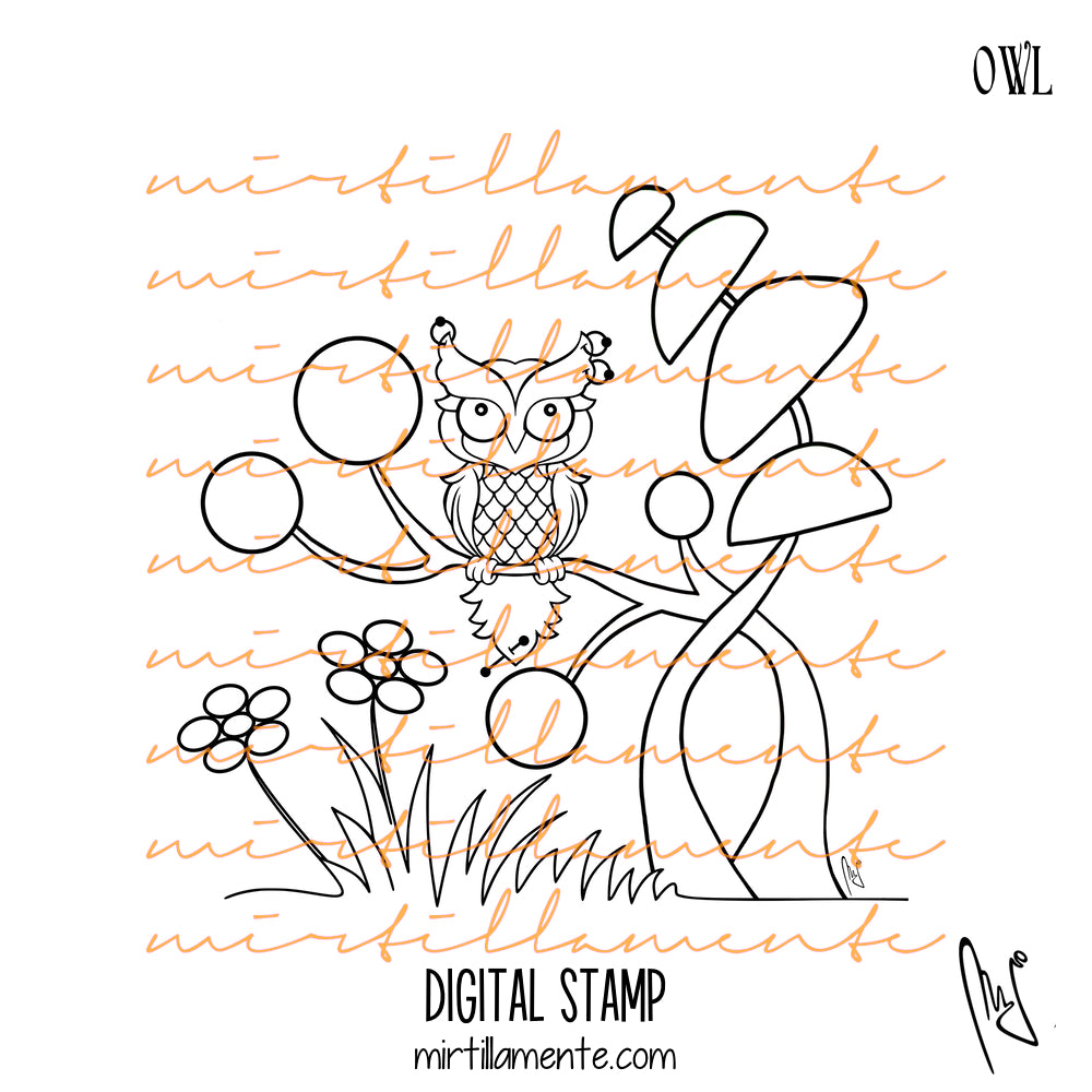 Crazy Paws: OWL - digital stamp