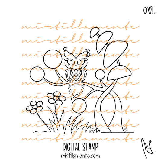 Crazy Paws: OWL - digital stamp