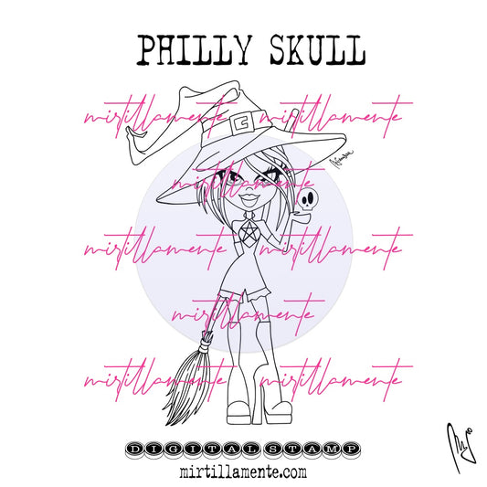 Le Pine: PHILLY SKULL - digital stamp