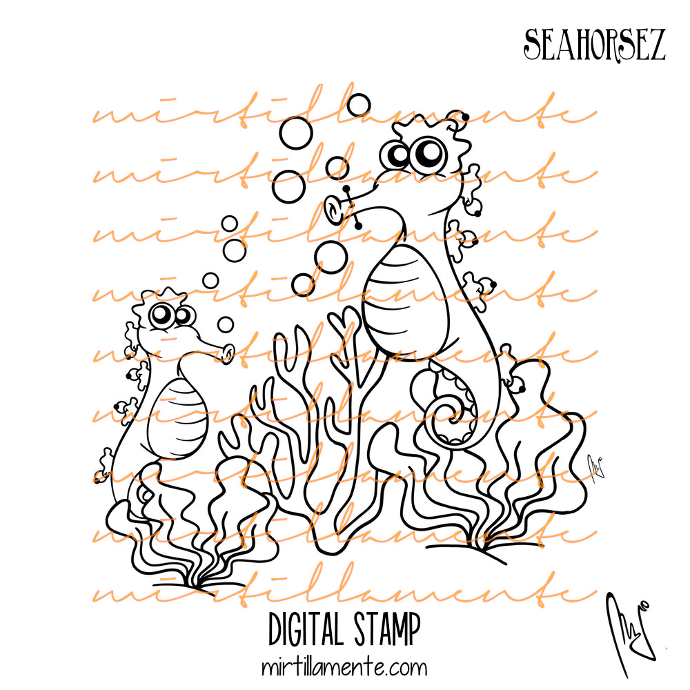 Crazy Paws: SEAHORSEZ - digital stamp