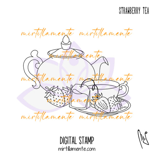 Eat & Drink: STRAWBERRY TEA - digital stamp