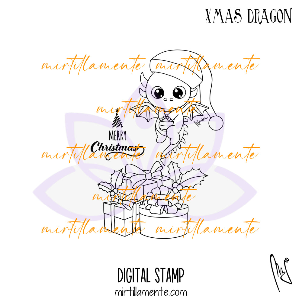 Crazy Paws: XMAS DRAGON - digital stamp